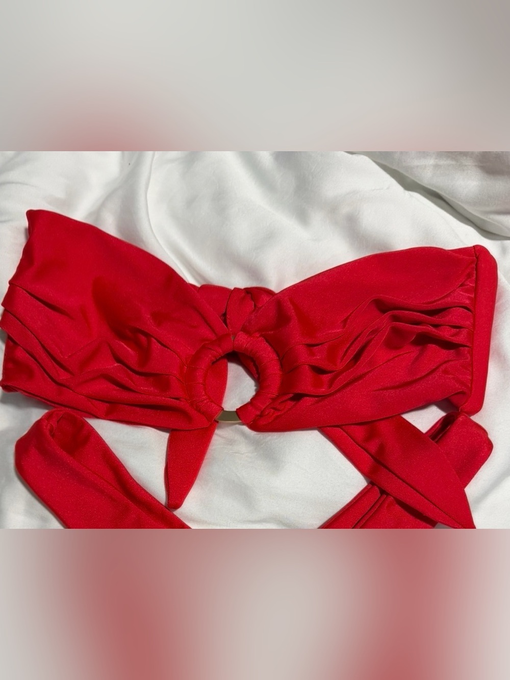 Kulani Kini’s Cherry Crush Bandeau Ring-Bikini Top - Size Large